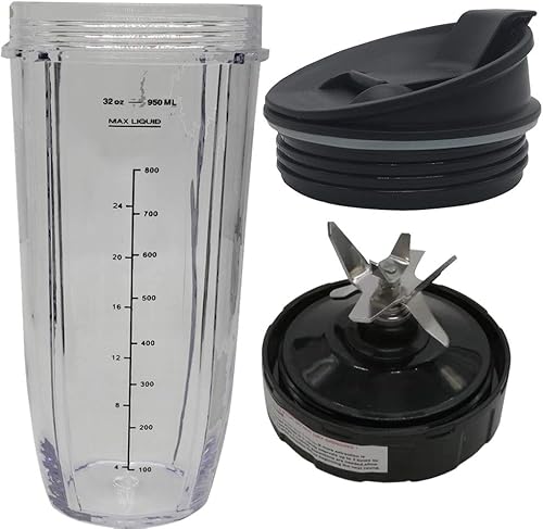 Joystar 7fins MALE GEAR con hoja añadir taza de 32oz con Sip & Seal tapa para nutri ninja: