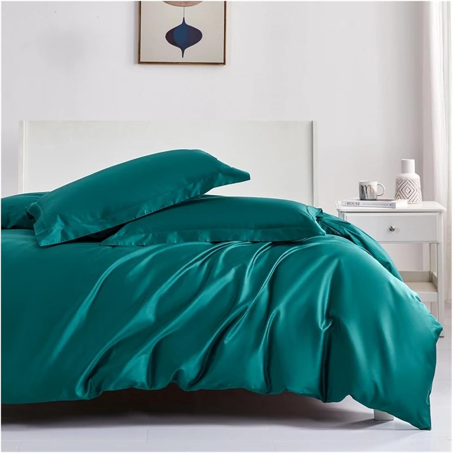 600TC Egyptian Cotton Bedding Set Family Size Include 2pcs Duvet Cover and 1pc Fitted Sheet and 2pcs Pillowcase,Bed