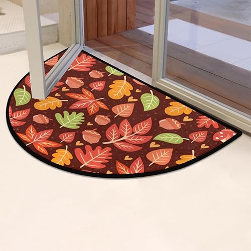 Miniatura 6 de Fall Autumn Maple Acorns Half Round Doormat Washable Semi Circle Area Rug Non Slip Absorbent Half Moon Rugs for Indoor Outdoor Kitchen Bathroom