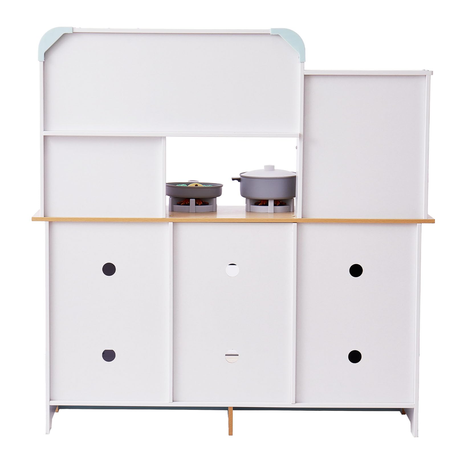 VEVOR Cuisine pour Enfants, Ensemble Cuisine pour Tout-petits en Bois avec Lumières, Son, Machine à Glaçons, Four, Évier, Micro-ondes, Réfrigérateur, Ustensile, Accessoire, pour Enfants 3-8 ans, Blanc