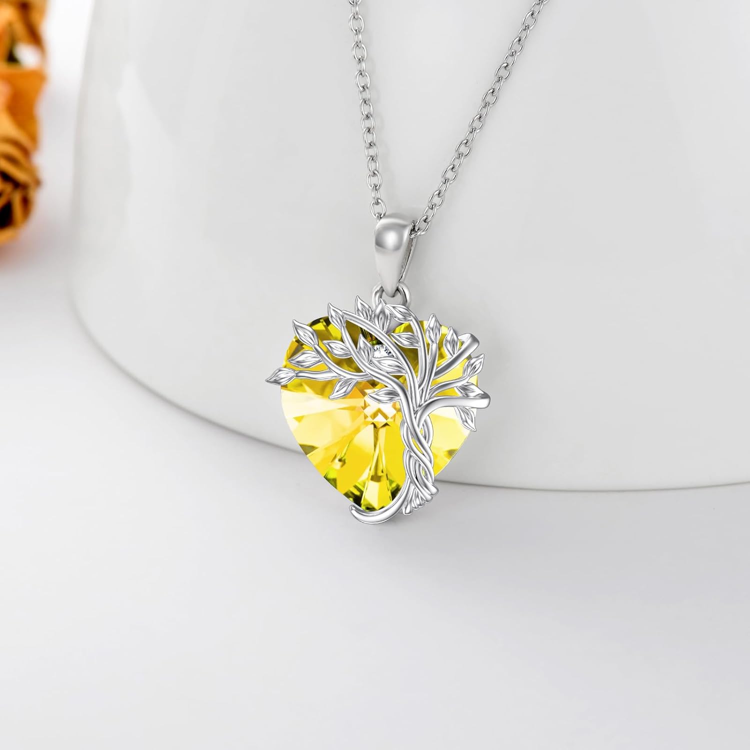 TOUPOP Tree of Life Birthstone Necklace 925 Sterling Silver Family Tree Crystal Pendant Birthday Jewelry Christmas Gifts for Women Her - Image 6