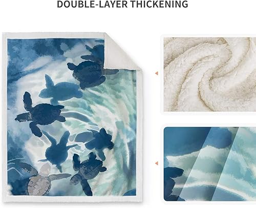 Miniatura 4 de Jekeno Manta sherpa de tortuga marina, cómoda, súper suave, para adultos y niños, regalo para oficina, 50 x 60 pulgadas