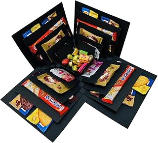 LOOMROOT Gift Box for Holidays, 5 Layer Surprise Picture Box Opens Up, Multi Layer DIY Photos Gift for Birthdays (BLACK)