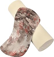 Vista 2 de Yuiboo Estilo de tinta china, almohada decorativa roja, almohada para el cuello, almohada redonda decorativa, cubierta de cilindro, soporte