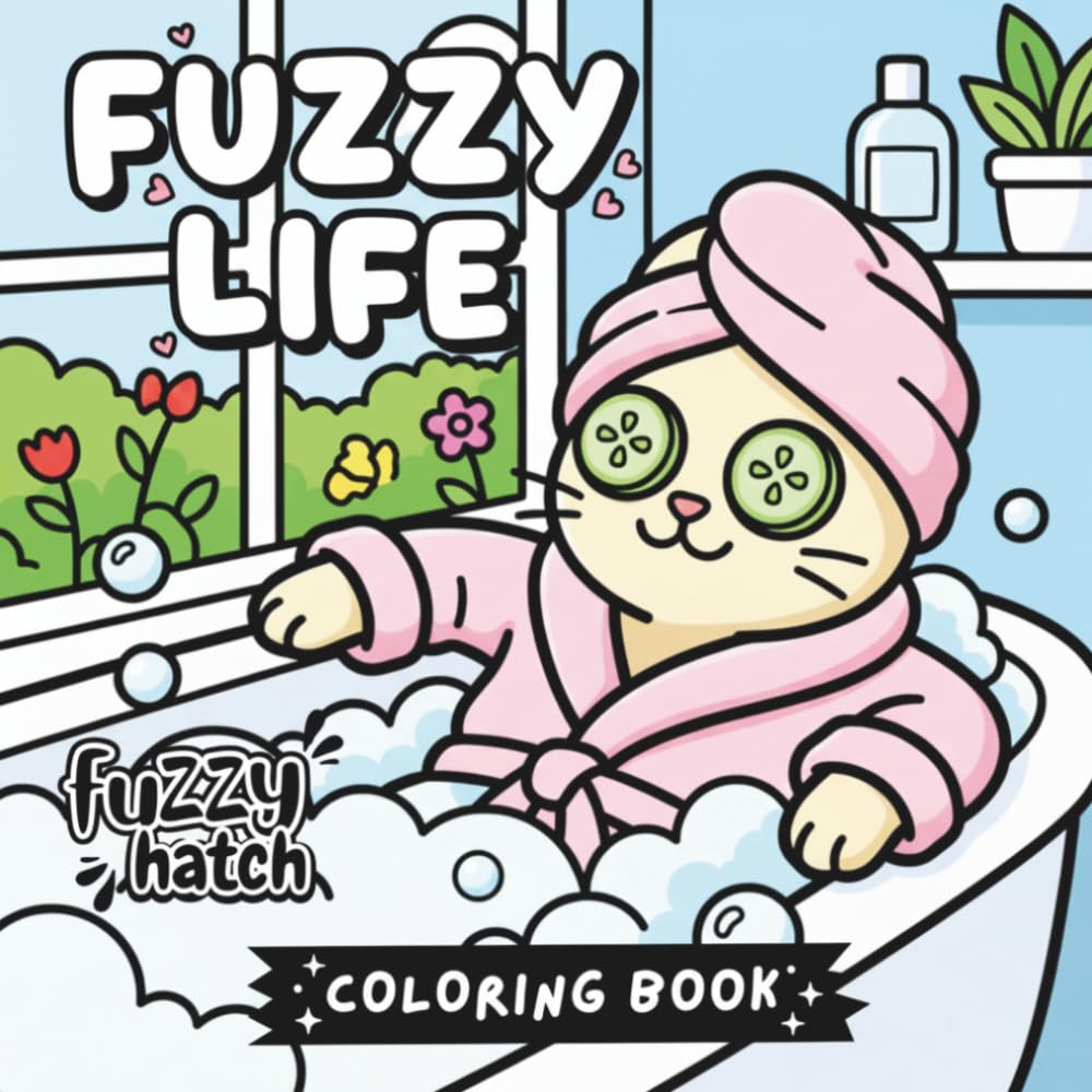 Fuzzy Life - A Bold and Easy Coloring Book: Cute Animals Enjoying Self-Care and Relaxation, Simple Cozy Scenes for Daily Stress Relief | Bold Lines for Adults, Seniors and Teens