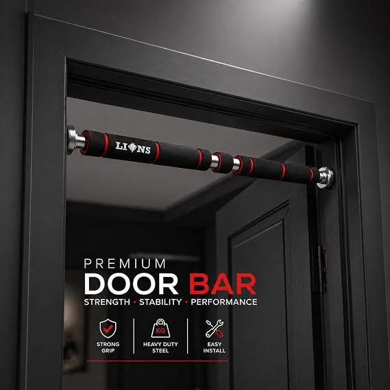 Lions Exercise Door Bar Pull Chin Up Home Gym Fitness Strength Training workout 62-100cm Fully Adjustable