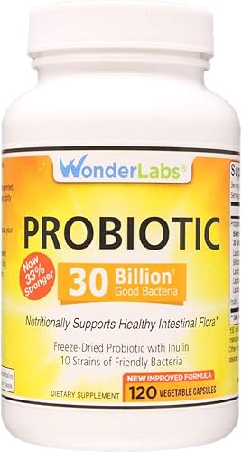 Wonder Laboratories Probiótico 30 mil millones de bacterias buenas (8 cepas de Lactobacillus y 2 cepas de bifidobacterias), apoya nutricionalmente