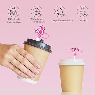 Straw Cover Cap for Stanley Cup, 6Pcs Cute Hot Pink Straw Topper Compatible with 30&40 Oz Tumbler with Handle, Reusable Silicone Straw Tip Covers as Stanley Cup Accessories(10mm)