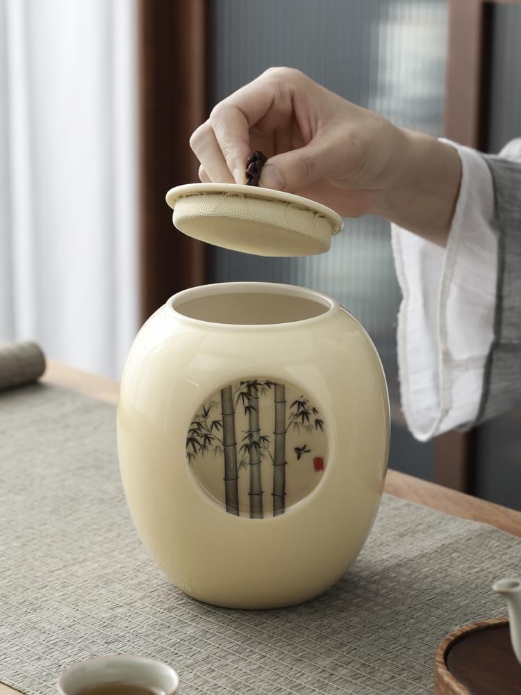 LYGSWDB Słoik na cukier Słoik do przechowywania herbaty do użytku domowego Ceramiczna czarna herbata Słoik do przechowywania sypkiej herbaty Słoik medycyny chińskiej Odpowiedni dla rodzin, hoteli i