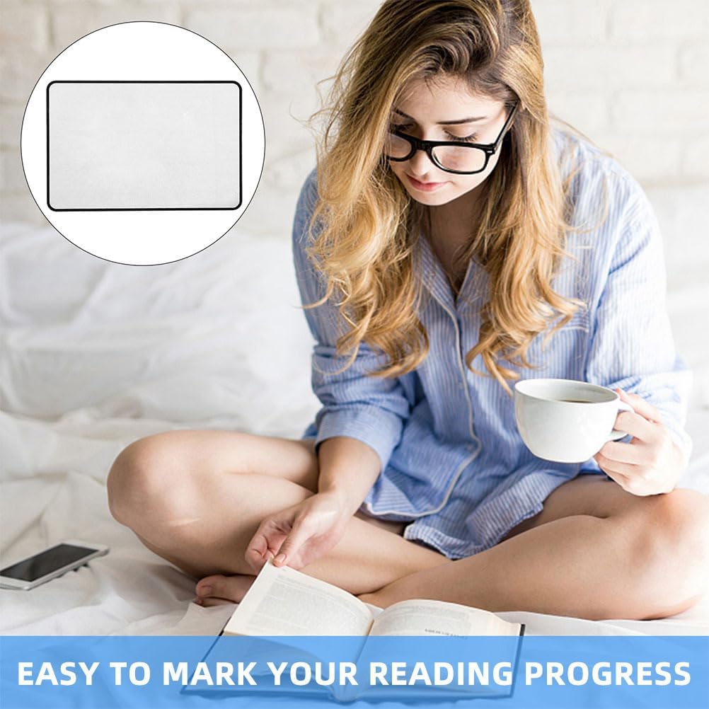 BESTYASH Handheld Magnifying Glass 3X for Reading Ultra Thin Lightweight Page Magnifier Bookmark 4Pcs Black PVC for Easy Reading