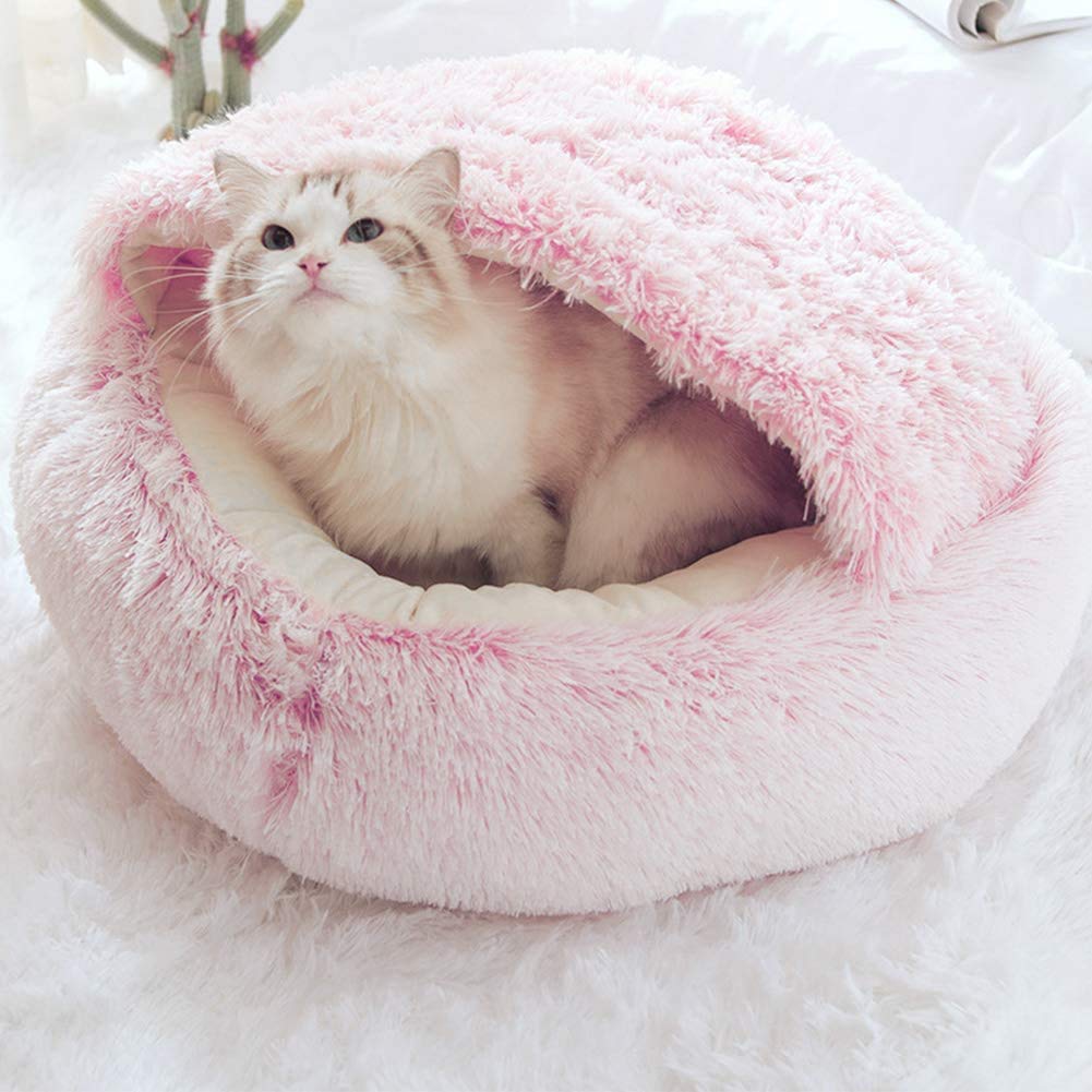 Cuccia Per Gatti A Igloo, Semichiusa, In Peluche Morbido, Con Giocattolo Appeso – Misura 31x30x28 Cm, Facile Da Pulire, Ecologica