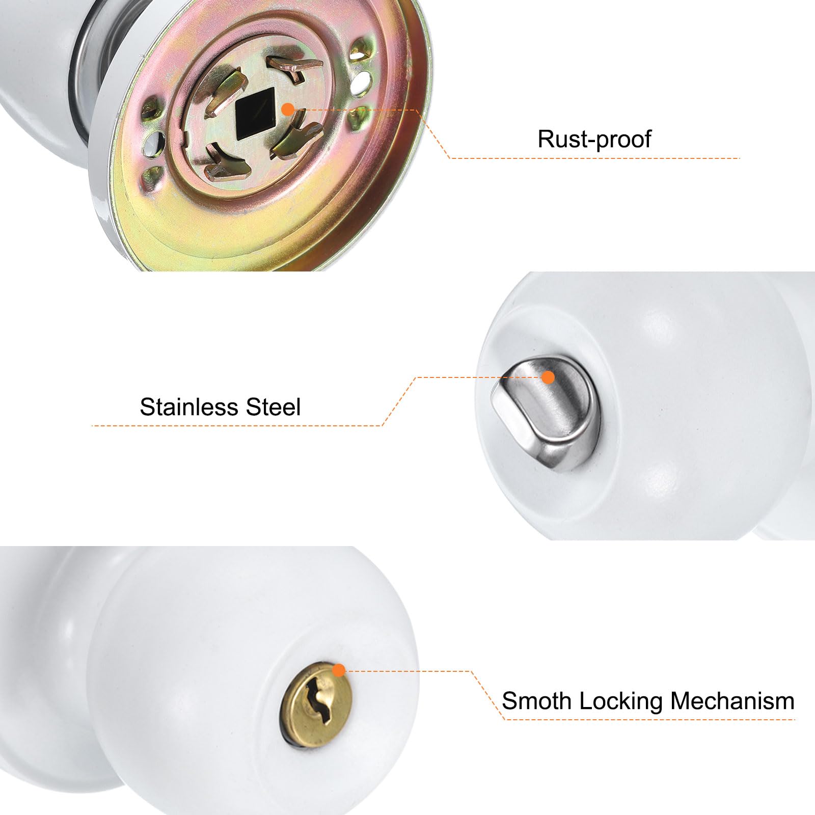 Modern White Door Knob - Privacy Lock -5