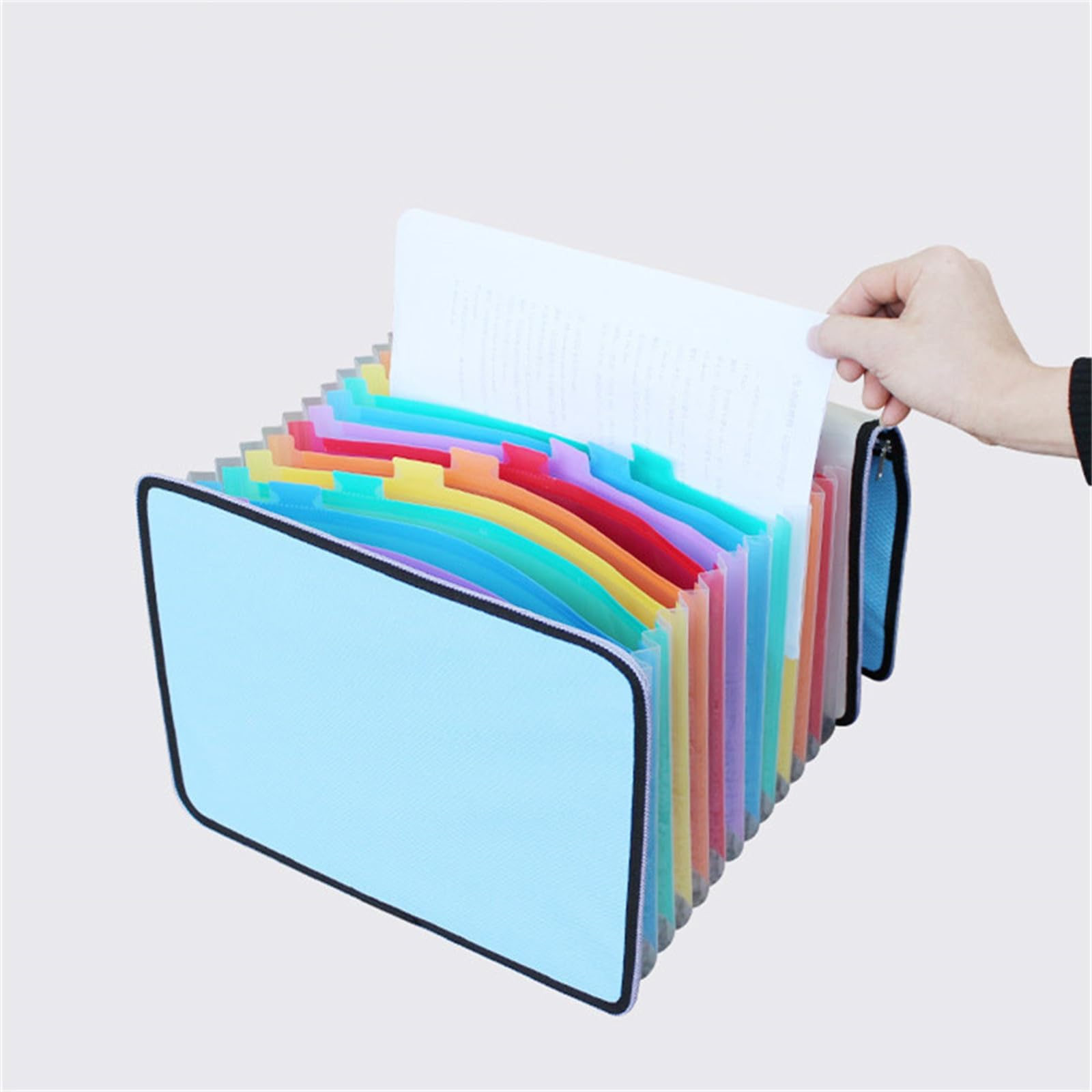 Carpeta Bolsa de órgano Clip organizador multicapa clasificación y organización notas para Almacenamiento de Archivos(Light Blue,50 layers)