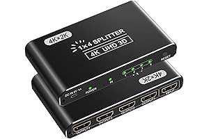 HDMI Splitter 1 in 4 Out, 4K HDMI Splitter for Dual Monitors