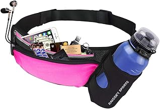 Sports Running Belt Waterproof with Bottle Holder Sports Waist Pack for Hiking, Running, Cycling and Climbing for Cell Phones Lower Than 6.9 Inches