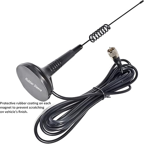 Miniatura 5 de HYS Antena de base de montaje magnético de 27 Mhz con PL259, base magnética de 2.5 pulgadas, antena CB de acero inoxidable para radio CB móvil de