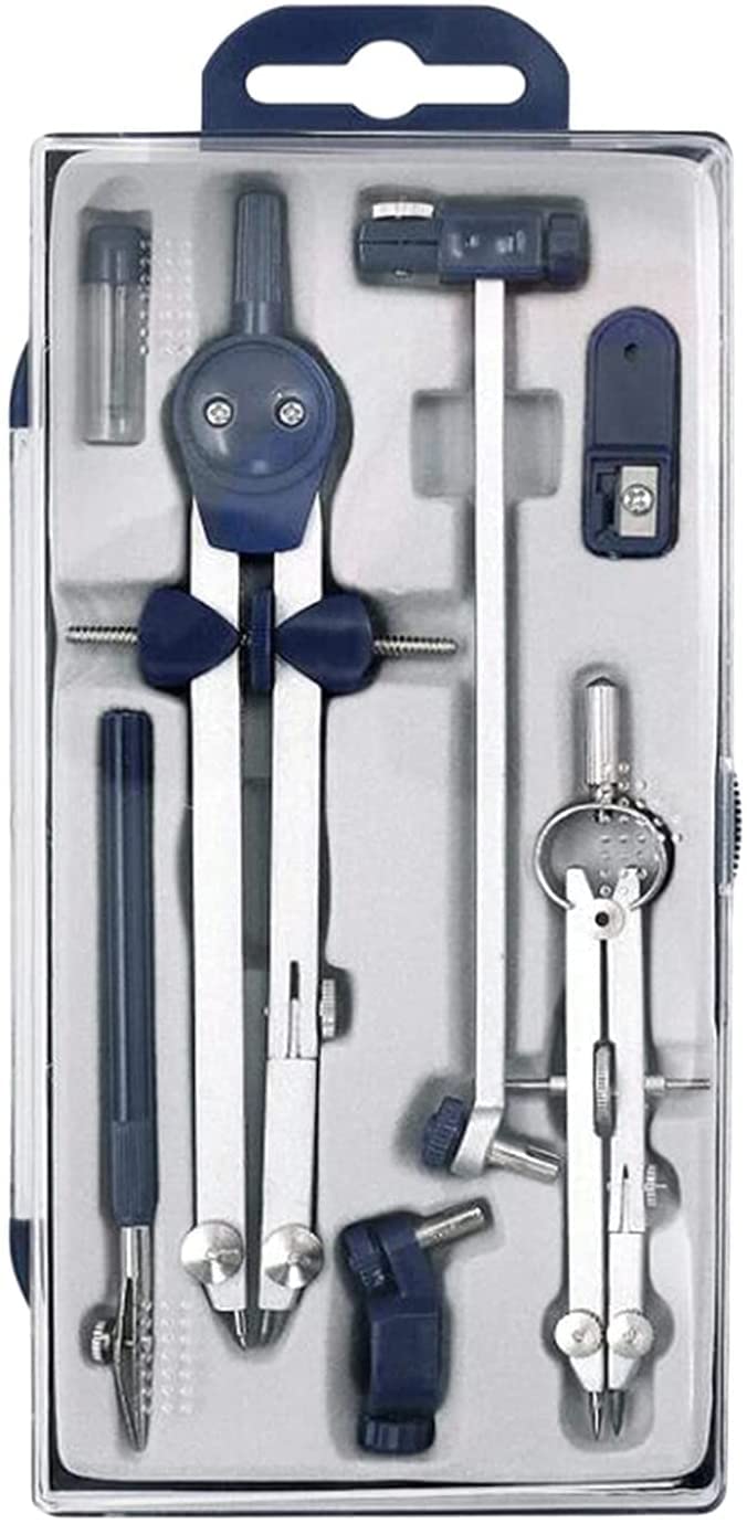 AKAZI Geometrie-Set aus Edelstahl, multifunktional, Zeichenkompass, Mathematik, Geometrie, 7 Teile/Set, Kreise, Werkzeug, langlebig, Schreibwaren, Kompass-Set