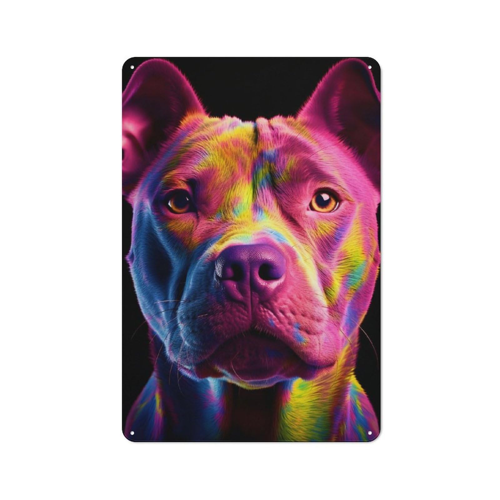 Junmoney Pitbull Fluorescent Uv Retro-Style Metal Wall Sign 30X20cm For Living Room Wall, Gift Idea At Christmas For Feature Wall Decorators