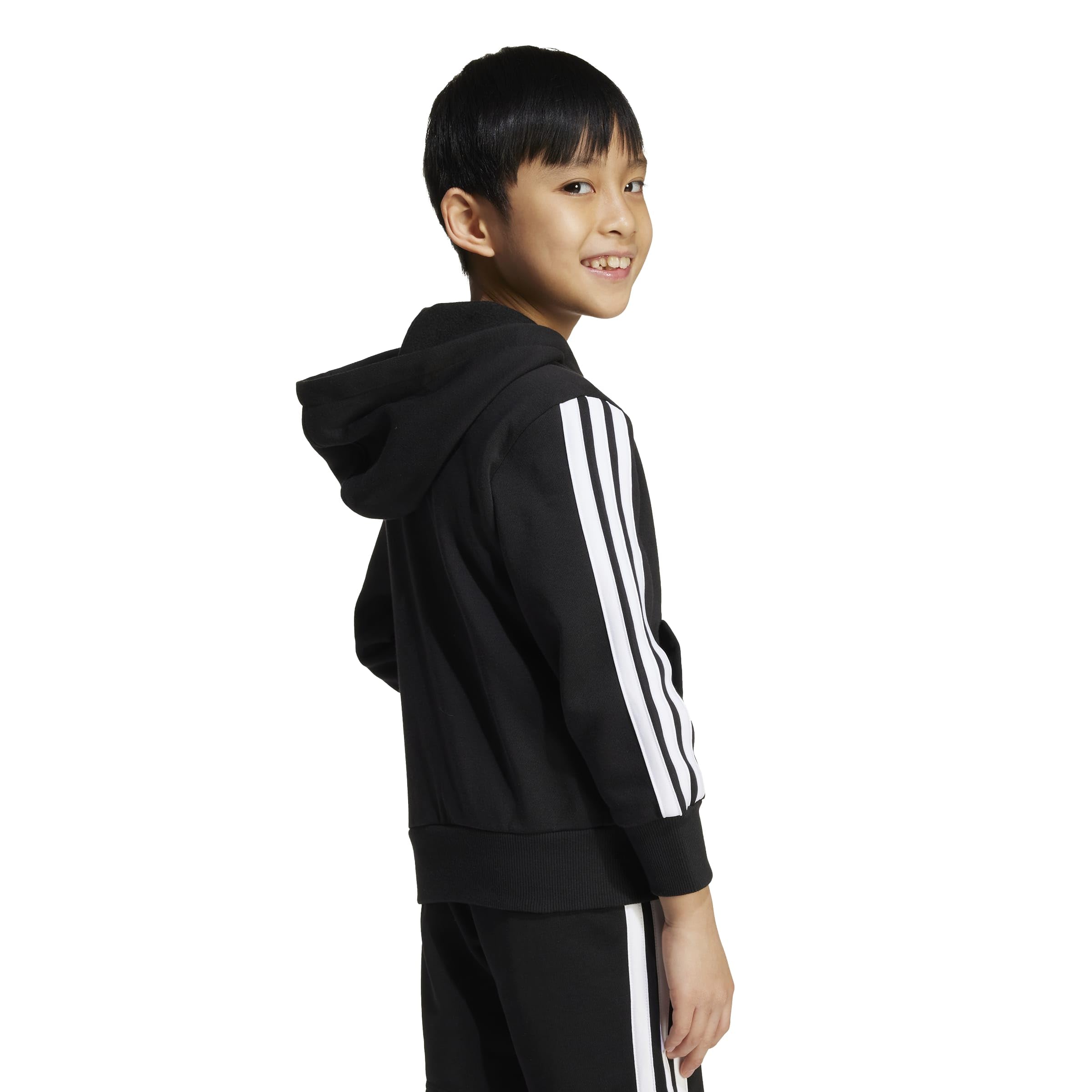 adidas Uniseks - dzieci Essentials Full Zip Hoodie Sweatshirt, black/white, 5-6 Years