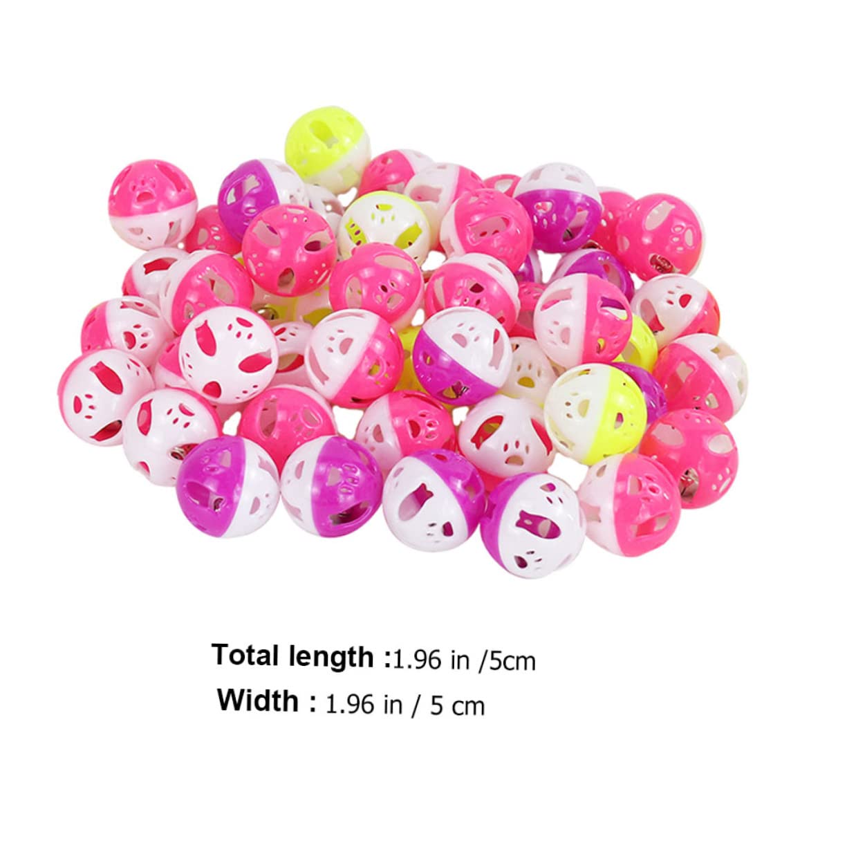 BESPORTBLE 60Pcs Bell Balls for Cats Interactive Kitten Exercise Chase Ball for Independent Play Plastic Cat to Stimulate Hunting Instincts Fun Pet Supplies