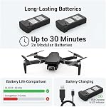 E88 Drone with Screen Controller with SD card, Foldable Mini Drone for Beginners, 2 Batteries, 360° Flips Waypoint Fly, Active Obstacle Avoidance, One Key Take Off/Landing. (2 batteries - Black