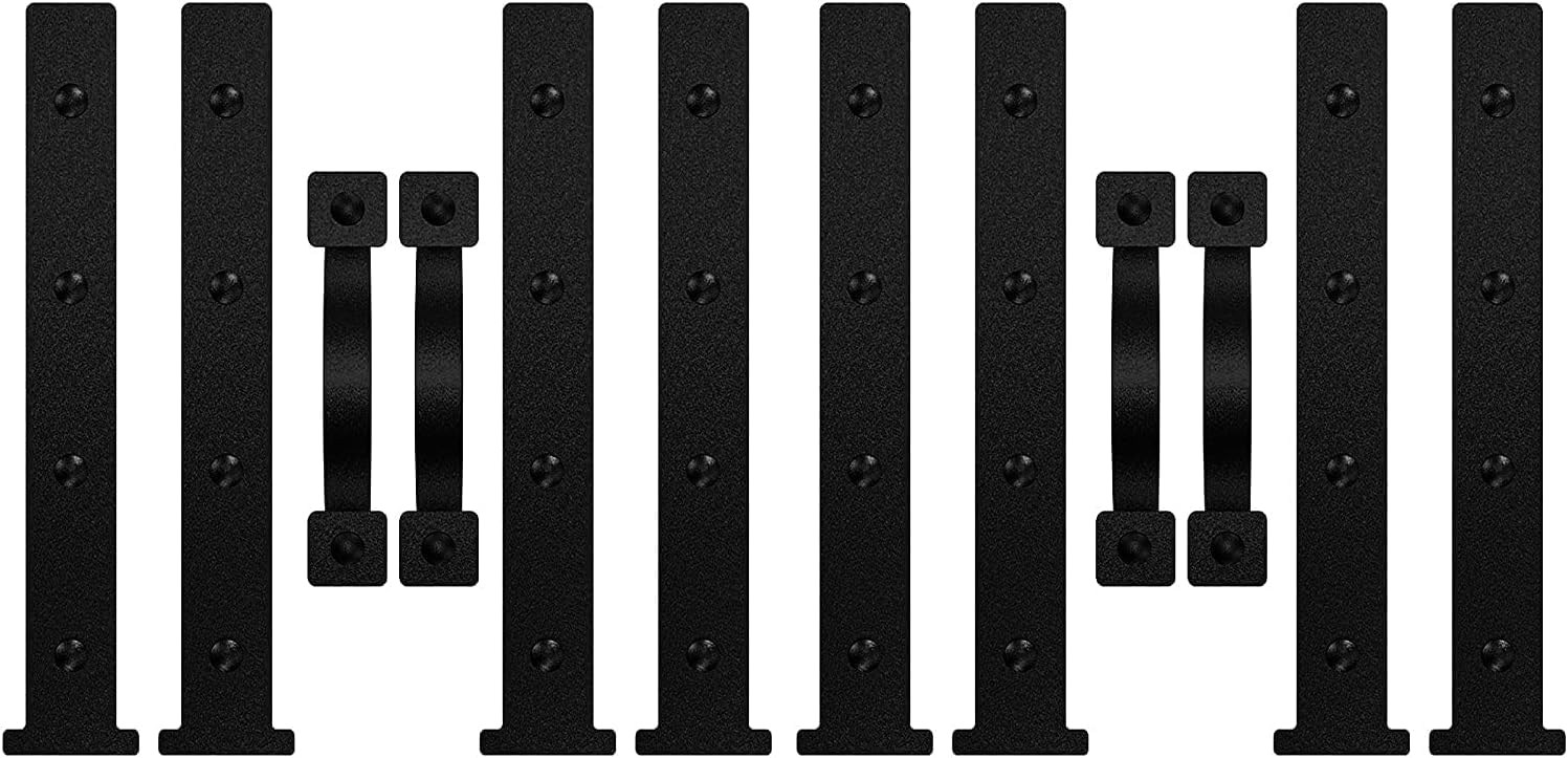 Photo 1 of Magnetic Garage Door Decorative Hardware, Faux Carriage House Garage Door Magnets Kit with 8 Hinges & 4 Handles, Weather Resistant Decor Accents for Metal Garage Doors, Black