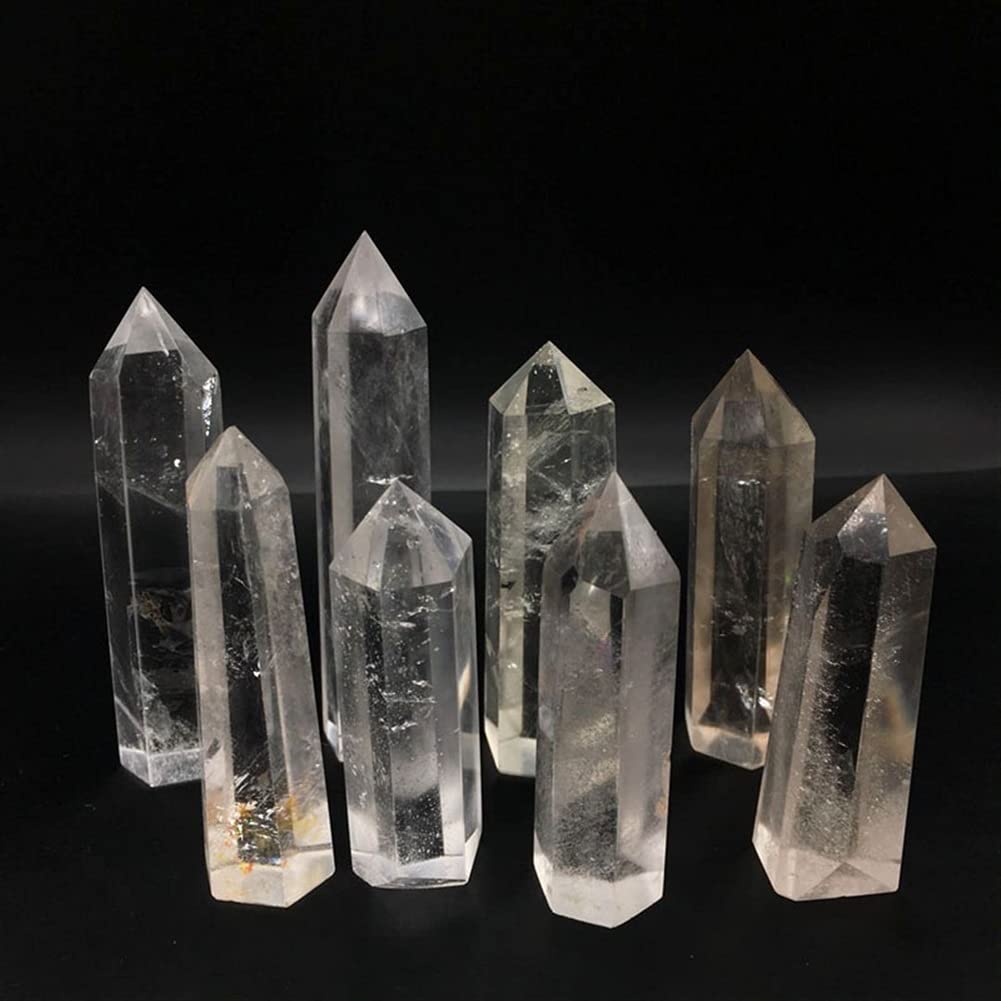 8 Uds Cristales de Cuarzo Transparentes Puntas de Varita obelisco Cristales de Cuarzo Transparentes Naturales Piedras for Piedras Inicio Colecciones