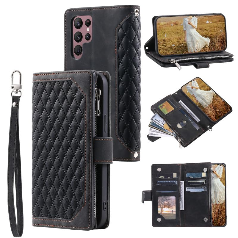 Étui Samsung Galaxy S23 portefeuille noir avec protection intégrale à rabat