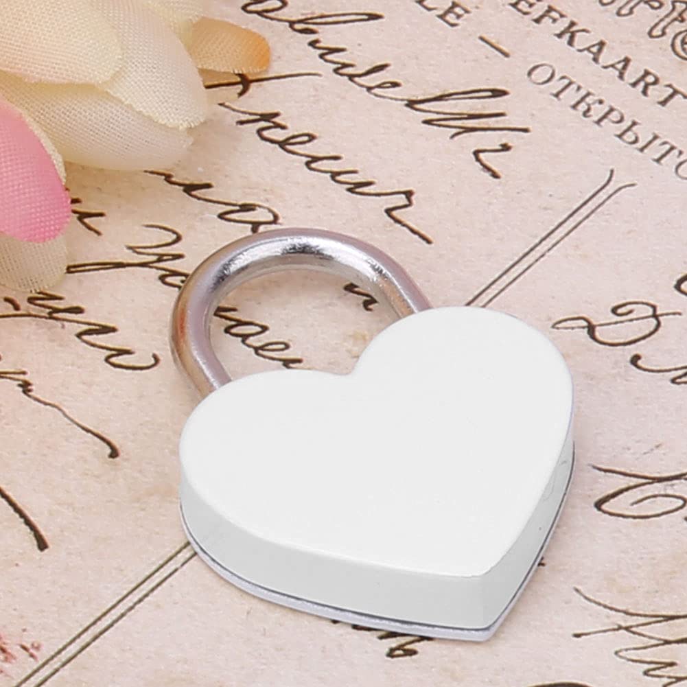 Jelquix White Exquisite Heart Locks 2 Sets With Keys, Colorful Metal Padlocks For Diary And Jewelry Boxes, 30X39mm (White)