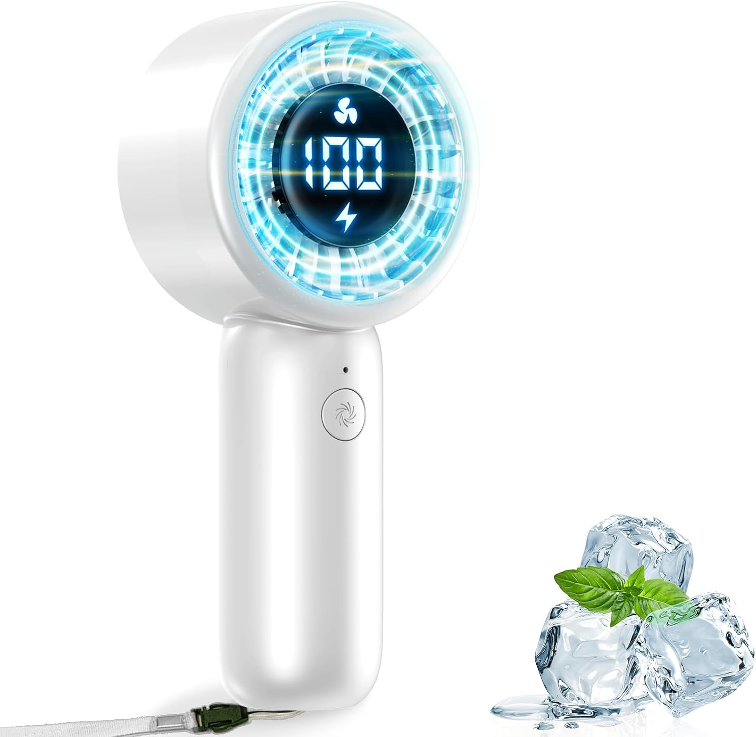 Portable Handheld Turbo Fan with LED Display – Turbocharged 32ft Cooling, Long-lasting 5 Speeds 4oz Lightweight, USB Rechargeable Mini Personal Hand Held Fan Gift for Women Men Travel, Office, Makeup