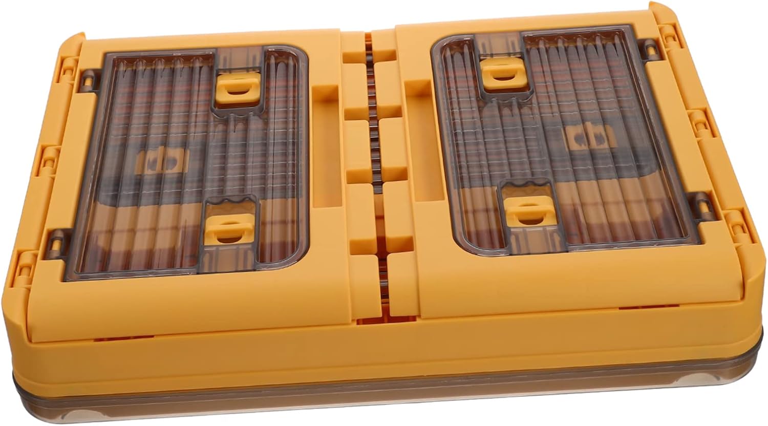 Portable Foldable Storage Box with Lid and Wheels Transparent Small Yellow Organizer for Home Office Bedroom Stackable Container with Strong Bearing Capacity for Books and Sundries