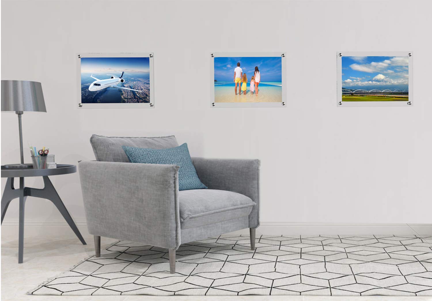 Meetu 11 x 14 Acrylic Picture Frames -Inner 10x12 Wall Mount Photo Frame Frameless Clear Floating Frame for Document Certificate Artwork(4 Pack) 3