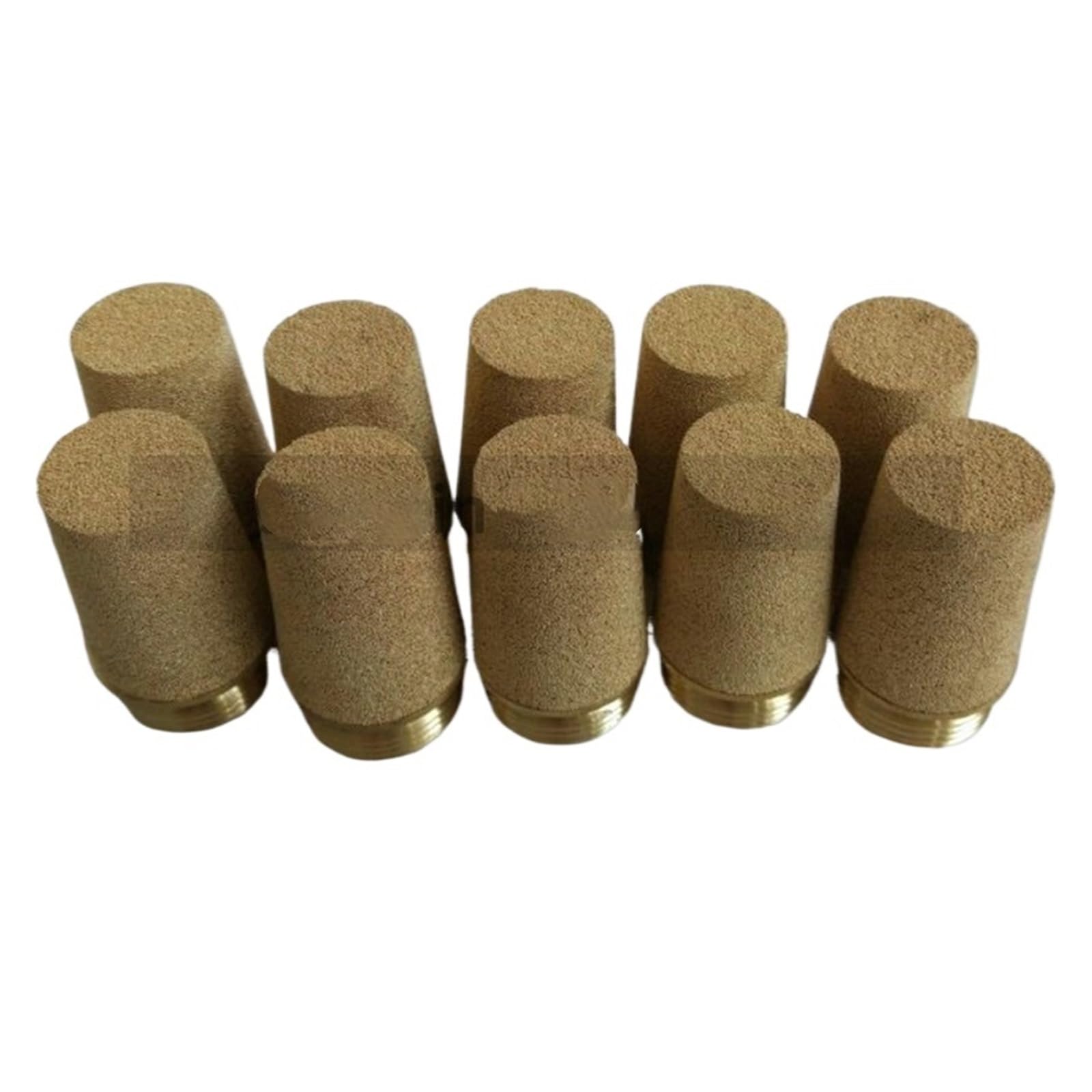 Pneumatische Schalldämpfer aus Messing 10 Stück Luftschalldämpfer aus gesintertem Kupfer M5 1/8 1/4 3/8 1/2 3/4 1 pneumatischer Messing-Luftauslass(20 G Thread 3-4)