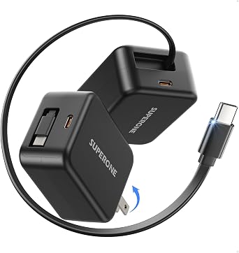 SUPERONE Retractable USB C Charger for iPhone 17, Dual-Port USB C Charger Block with 35.4in Cable, 35W Fast Retractable Wall Plug for iPhone 17/16/15 Series, iPad Pro 13, 12.9, 11 inch, Galaxy, Pixel