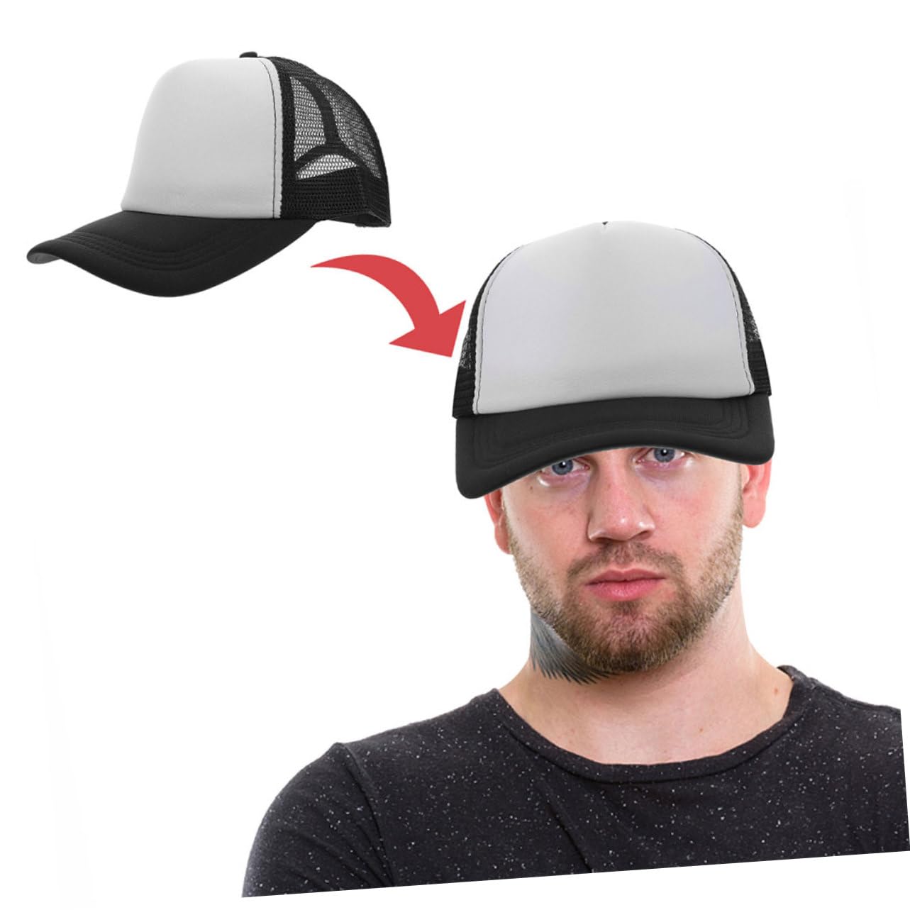 Set da 6 Cappelli da Baseball in Rete Traspirante per Sublimazione, Cappelli Vuoti Fai da Te per attività All'aperto e Uso Quotidiano