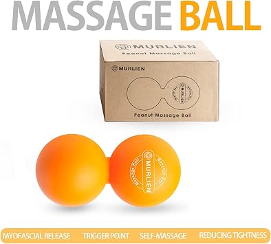 Peanut Massage Ball, Double Lacrosse Ball for Myofascial Release, Trigger Point Therapy, Muscle Relief, Acupoint Massage, Alleviating Neck, Shoulder, Back, Legs, or Muscle Tension - Orange