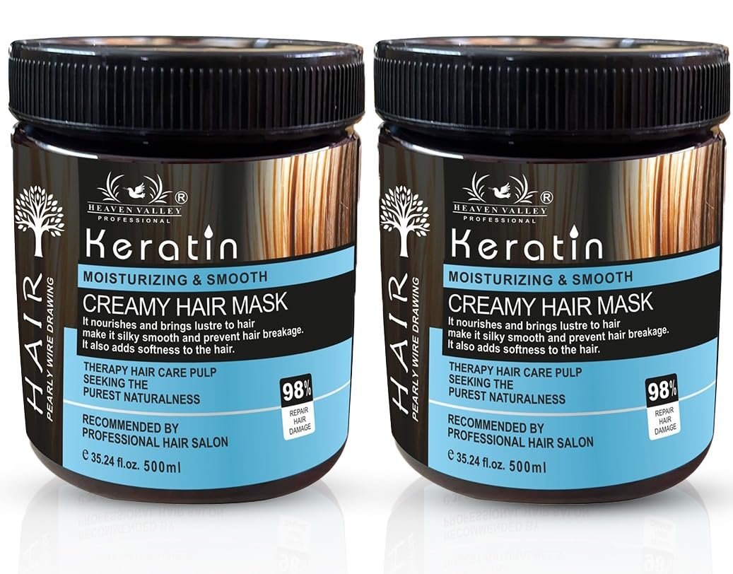 Heaven Valley Professional Keratin Moisturizing & Smooth Hair Mask 500ml + 500ml (Pack Of 2)-image-45