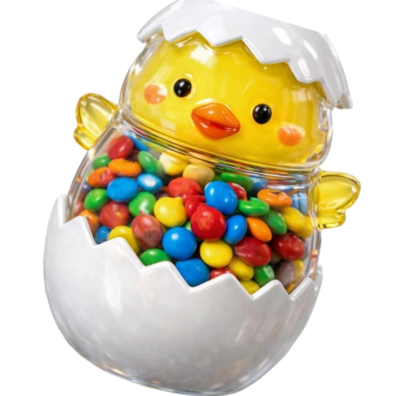 CRFFZ Decorative Rabbits Chick Eggs Glass Clear Candy Jar with Lid for Easter Treats Cookie Chocolate and Dry Food Organization Glass Jar