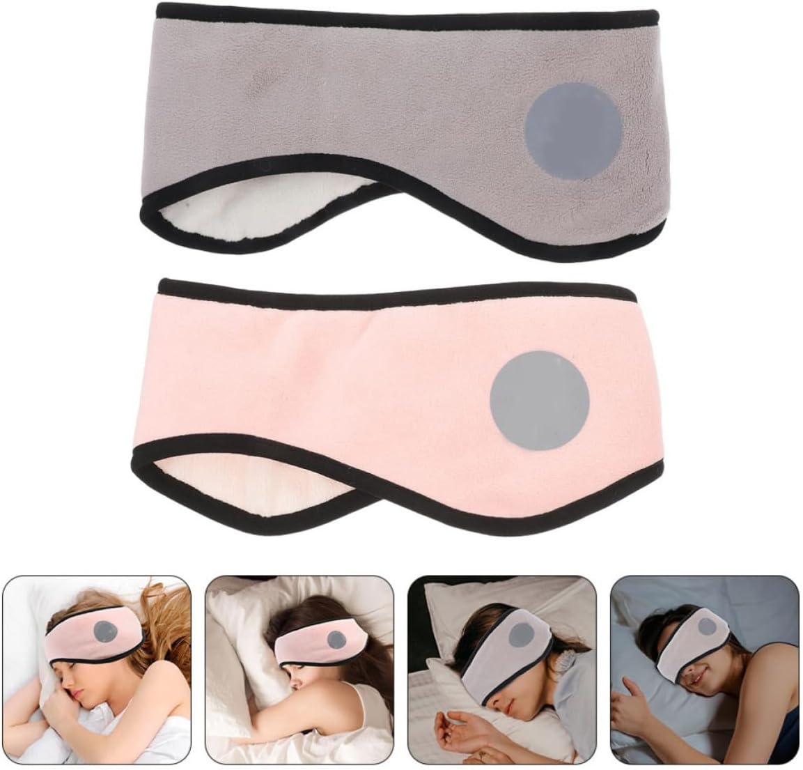 2pcs Sleep Noise Cancelling Ear Muffs Headband for Women and Men, Warm Cotton and Spandex Material with Adjustable Strap, Plush Design for Office Naps and Travel Comfort