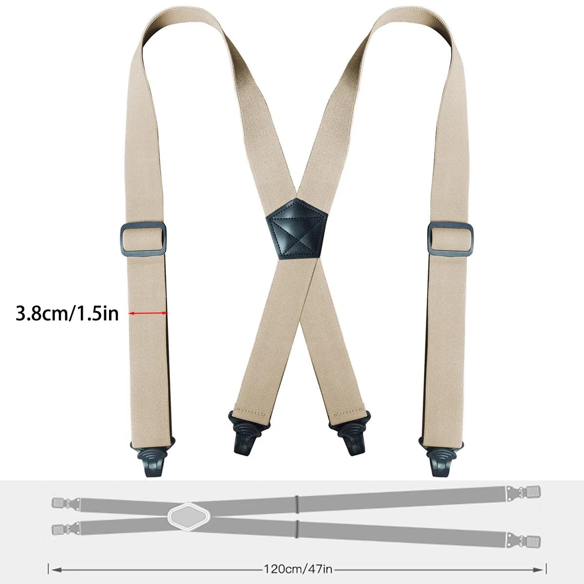 Tirantes Suspender De Hombre para Trabajo X-Back 4 Clips De Plástico Tirantes Elásticos Ajustables para Pantalones