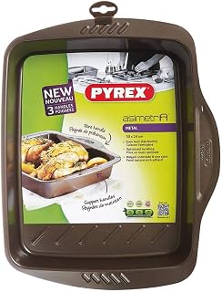 Pyrex Fuente Rectangular 30 x 24 cm Asimetría, Acero, Negro, 2.22 cm