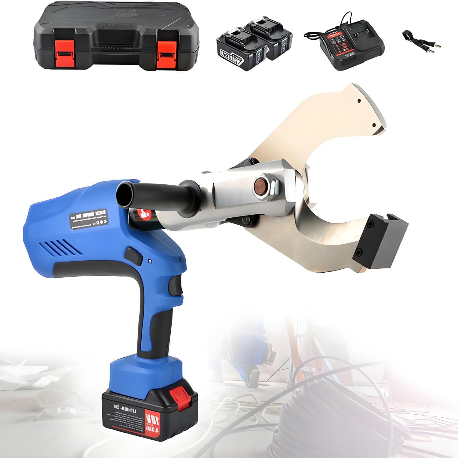 UORDBY Cordless Hydraulic Cutting Tool Kits, Digital Display Electric Hydraulic Shears, Electric Hydraulic Cable Shears,with18V/4.0Ah Battery for Cutting Cu, Al Cable 120C