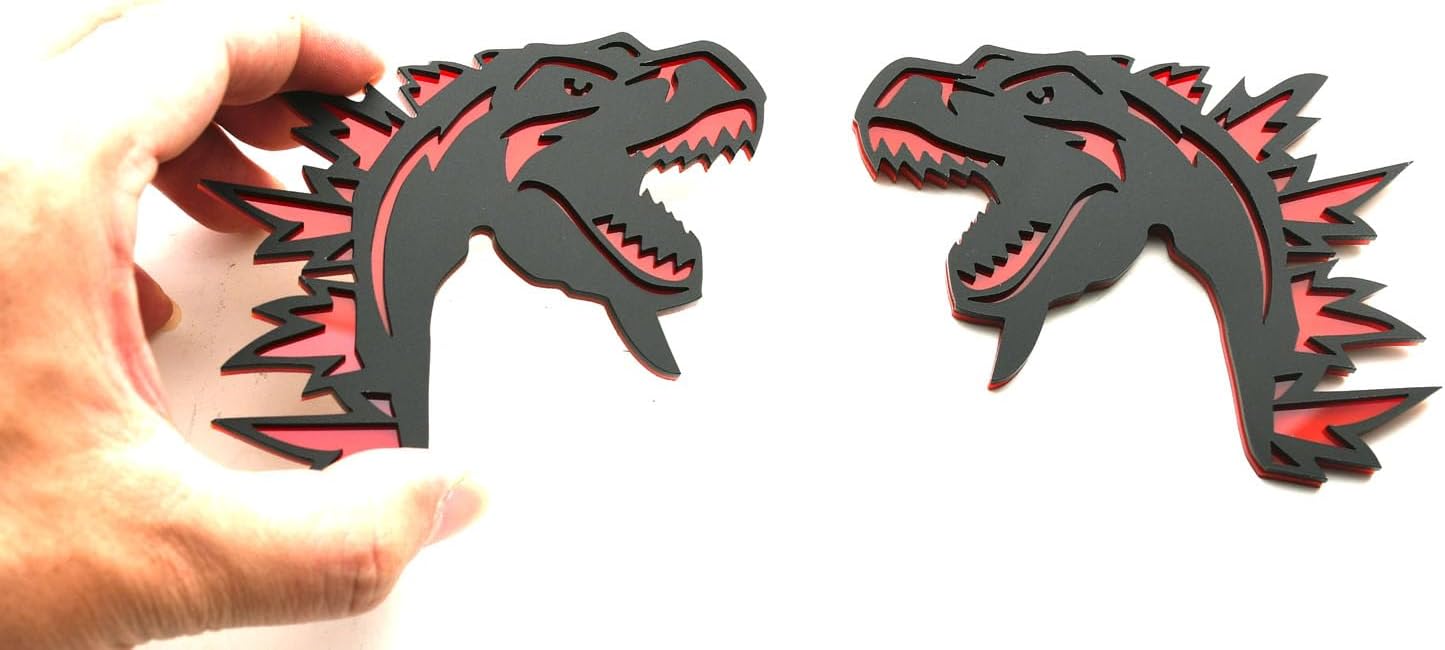 2pcs Godzilla 3D Emblem Angry Agressive Badges Compatible with Ford Super Duty 7.3L Godzilla Raging Motorcycle SUV Door Window Decoration Universal Car Body (Blue Black)