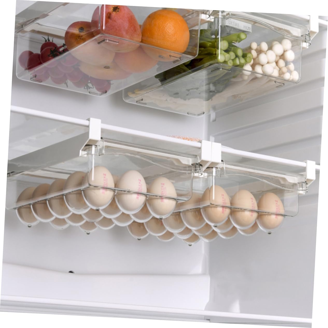 Refrigerator Egg Organizer Space-saving Egg Holder Dispenser with Capacity for Fresh Storage Stackable Design for Kitchen and Dining Room Use
