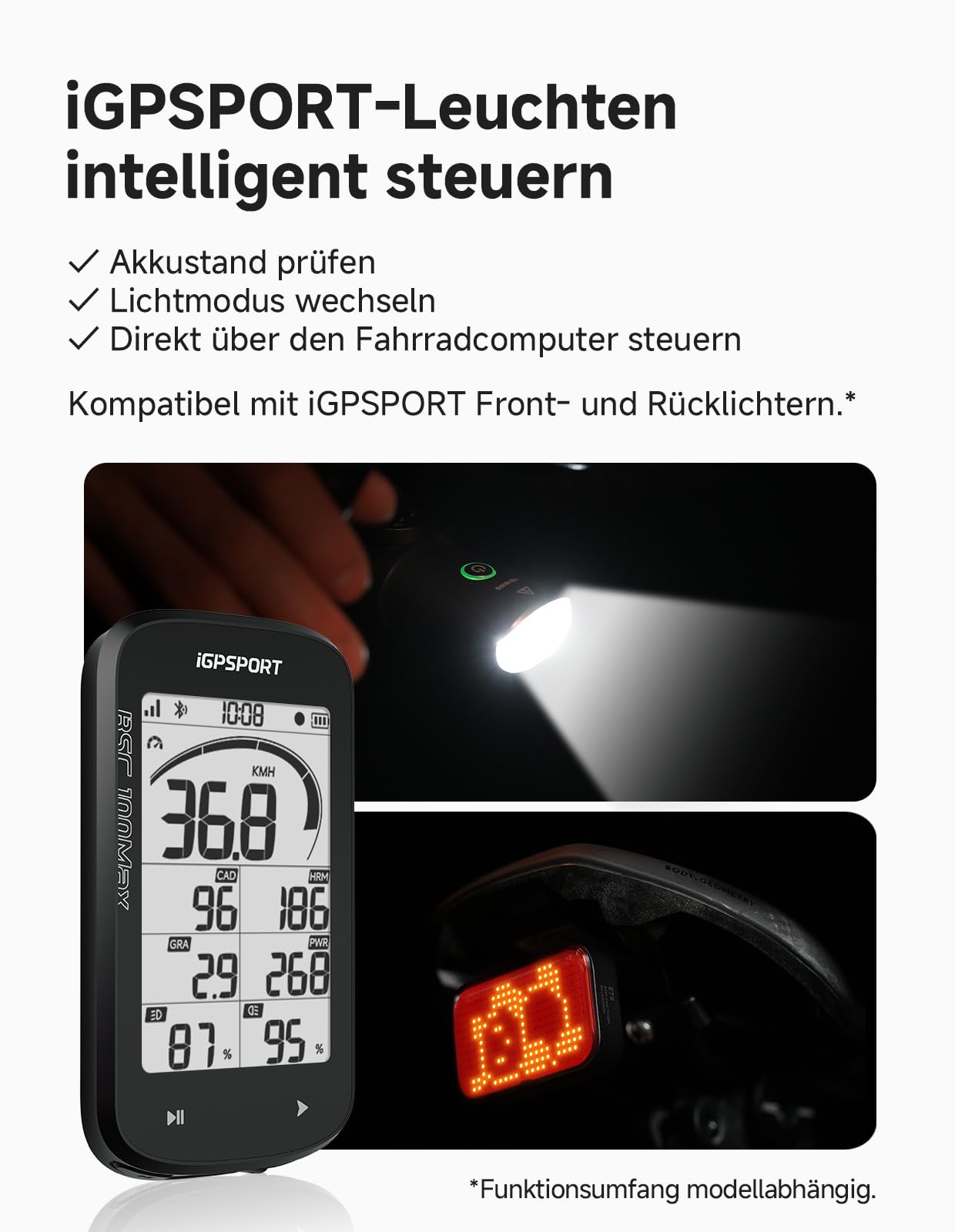 iGPSPORT BSC100MAX Fahrradcomputer Kabellos, 3 Zoll Display Automatische Aufnahme, 40H Akkulaufzeit, GPS Fahrradcomputer