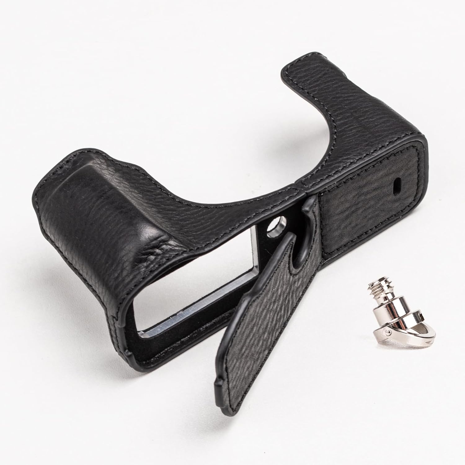 MUZIRI KINOKOO Half Case for Fujifilm X100VI - Retro Style Premium Genuine Leather Protective Case for Fuji X100VI/X100 VI Digital Camera - with Opening Bottom and Hand Grip Design - Black