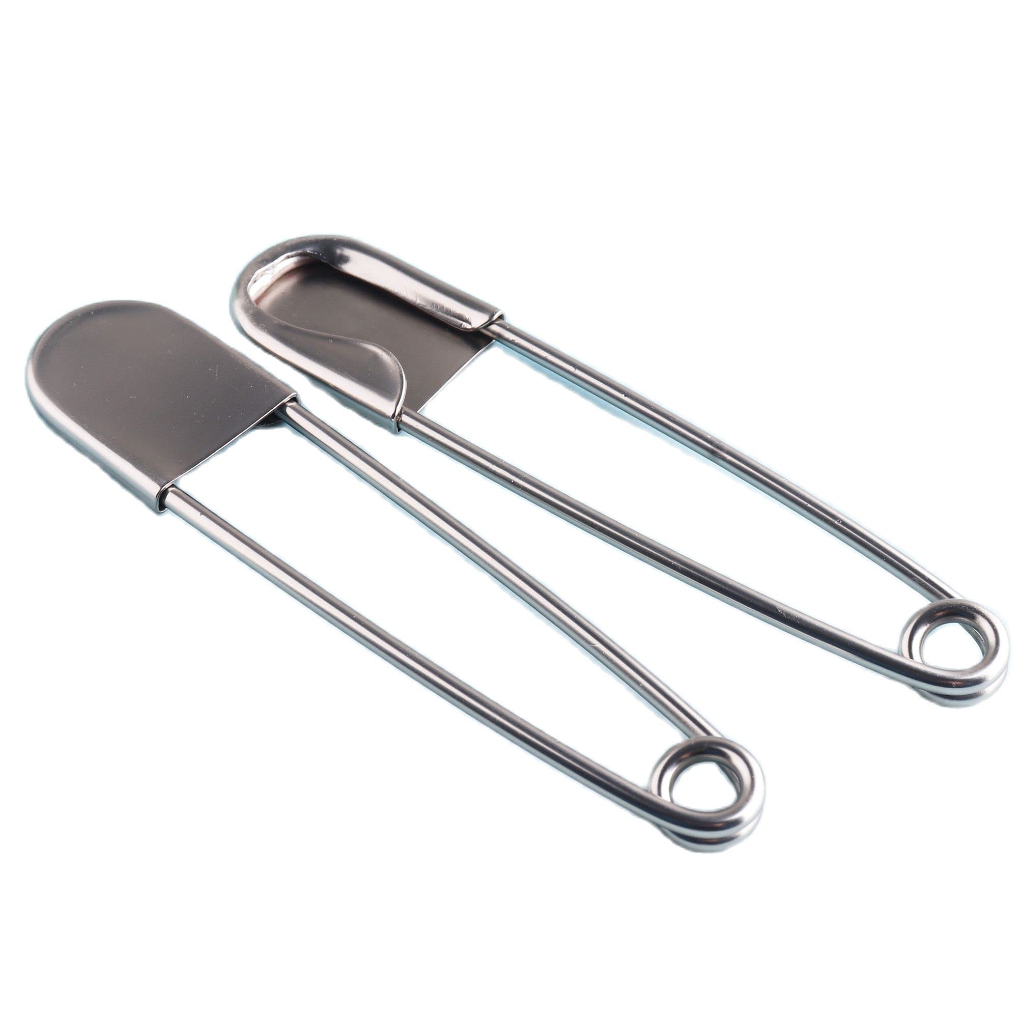 pins， 2Pcs 108/128mm Matte Silver Safety Pins, Shawl Giant Jumbo Brooch Laundry Kilt(108mm)