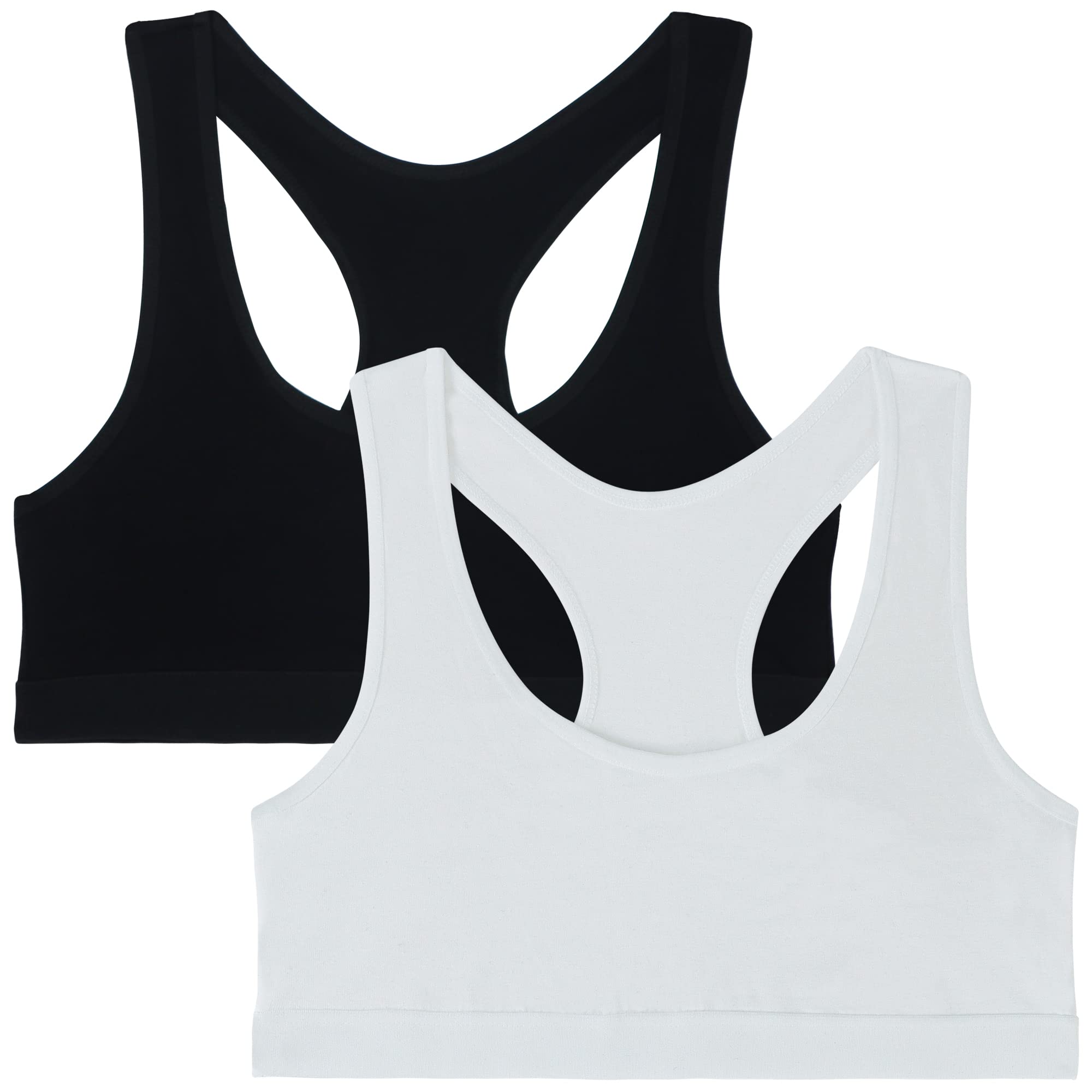 EDS ServiceCrop Top Bra for Kids, 2 Pack Cotton First Teen Girls Bra, Non- Wire Double Layer Girls Training Bra for Age 8-14 Years