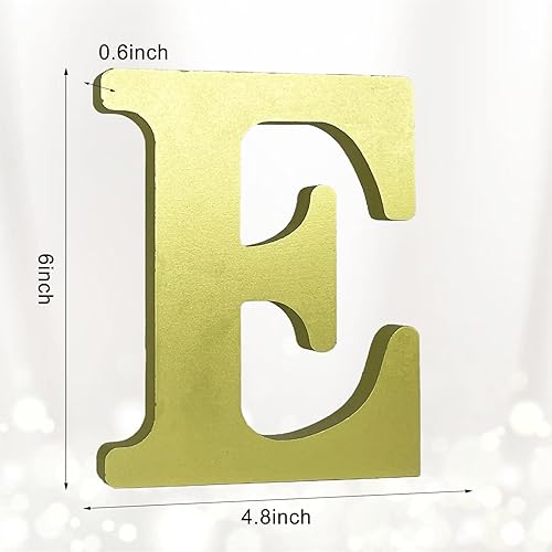Miniatura 2 de AOCEAN Letras de madera dorada de 6 pulgadas, letras de madera sin terminar para decoración de pared, letras decorativas de pie en rodajas, tablero