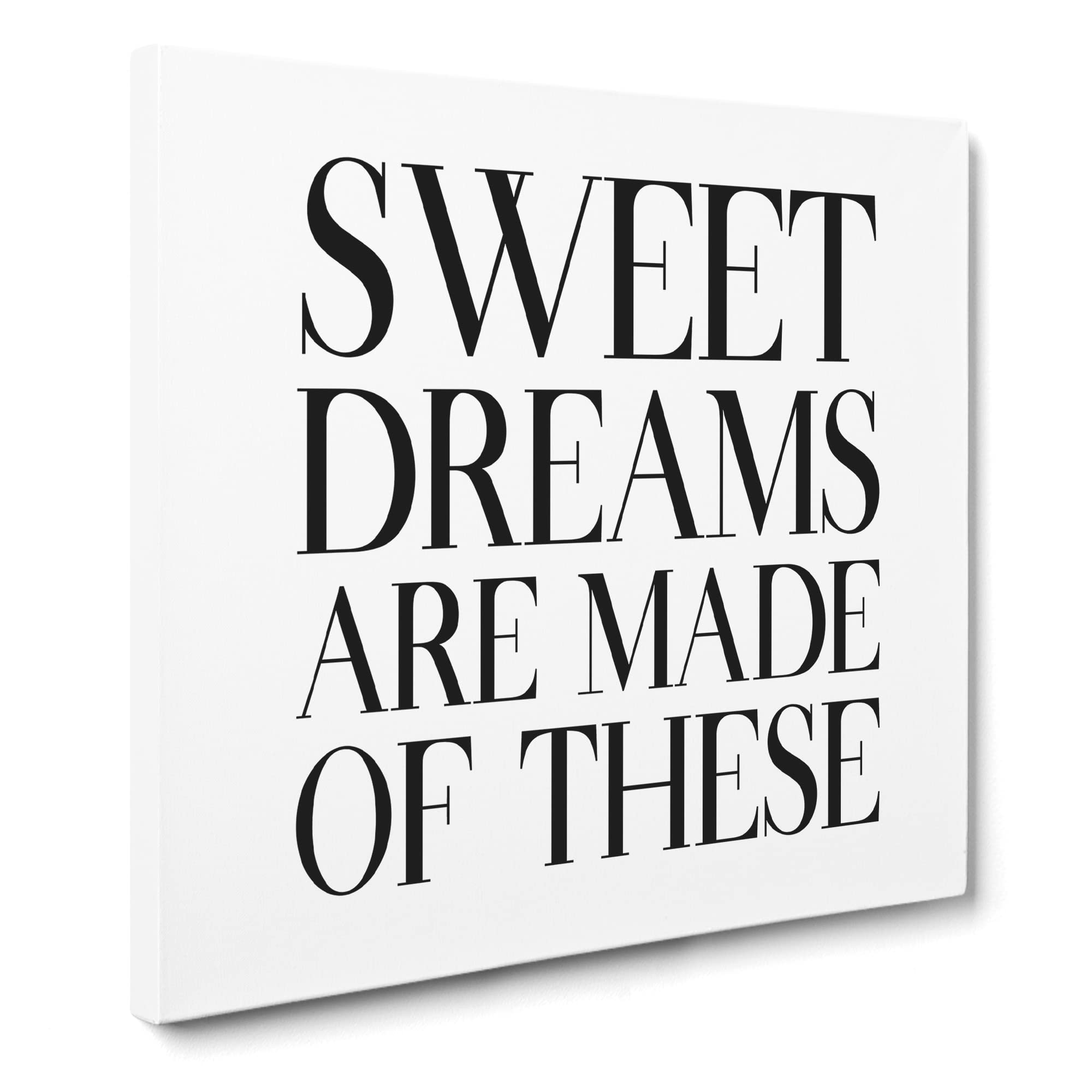 Sweet Dreams Modern Typography Quote Canvas Print, Mixed, 35L x 35W cm